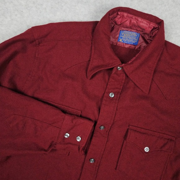Pendleton Other - Vintage Pendleton (Men's Large) Burgundy Wool Western Yoke Button Shirt USA Made